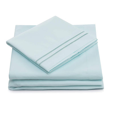 Set letto in microfibra da 90 grammi con ricamo a due righe 3pcs e 4pcs Set lavabile in macchina