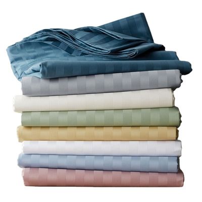 Numero di fili 300tc 100% cotone seta di lenzuola satinato a strisce per hotel a 5 stelle di lusso
