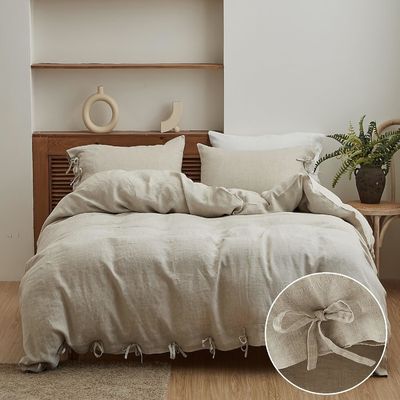 Colore massiccio 100% di lino Set di copertina 3pcs Disegno personalizzabile