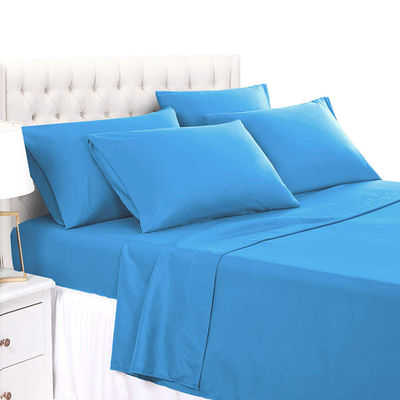 100% di poliestere solido in tessuto di microfibra Set di lenzuola da letto piatta 4 o 6pcs lavabile