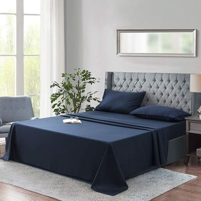 200TC Tre righe ricamo L' albergo di lusso lenzuola Set con 100% poliestere microfibra