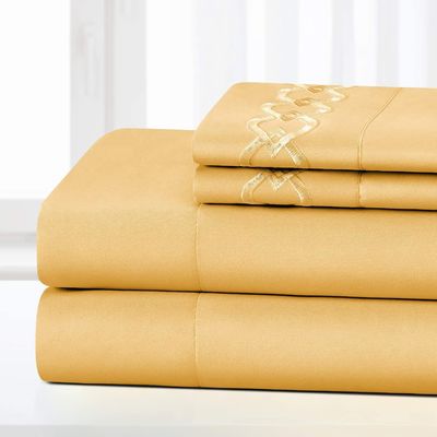 NO riempimento cuscinetti ricamati lussuosi per la camera da letto extra morbido spazzolato microfibra rughe sbiadire libero