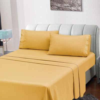 NO riempimento cuscinetti ricamati lussuosi per la camera da letto extra morbido spazzolato microfibra rughe sbiadire libero