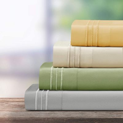 Trasforma la tua camera da letto in un accogliente rifugio con 4 PCS Set di lenzuola ricamati in 3 righe