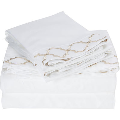 Lenzuola da letto ricamata in microfibra super morbida, set full size 4pcs, fresca e traspirante.