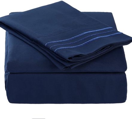 Ottieni un sonno riposante con 4 PCS set di fogli di microfibra spazzolato con ricamo a 3 linee