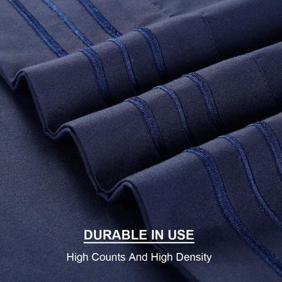 Ottieni un sonno riposante con 4 PCS set di fogli di microfibra spazzolato con ricamo a 3 linee