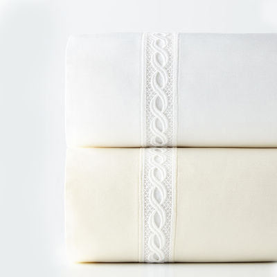 40 Tissu Count Lace Hem Luxury Sheet Set 4pcs Polyester Microfiber