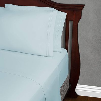 Set letto in microfibra da 90 grammi con ricamo a due righe 3pcs e 4pcs Set lavabile in macchina