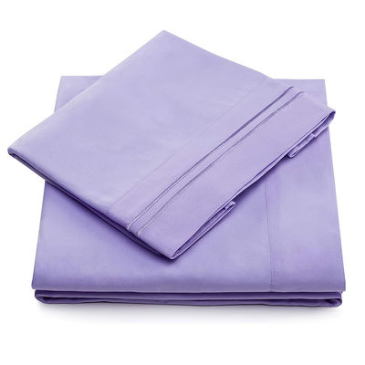 Set letto in microfibra da 90 grammi con ricamo a due righe 3pcs e 4pcs Set lavabile in macchina