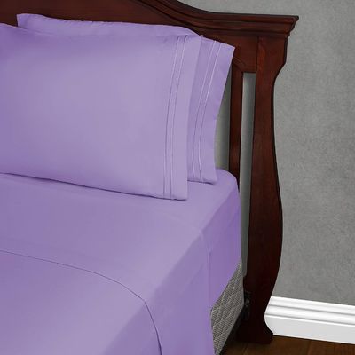 Set letto in microfibra da 90 grammi con ricamo a due righe 3pcs e 4pcs Set lavabile in macchina