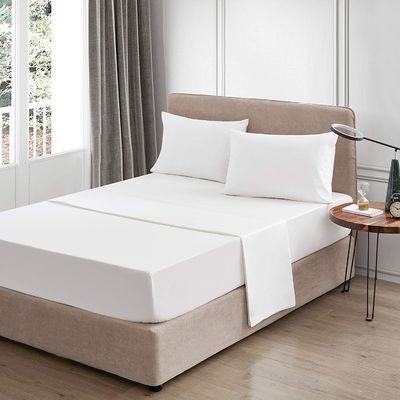 4 pezzi di cotone 100% di lusso morbido traspirante di tasca profonda lenzuola da letto set con portatile