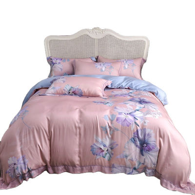 Disegno di fiori su misura Lavabile anni 60 100% Lyocell Satin Set di biancheria da letto per camera da letto Grado A