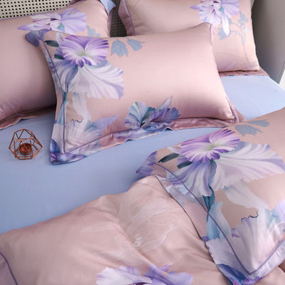 Disegno di fiori su misura Lavabile anni 60 100% Lyocell Satin Set di biancheria da letto per camera da letto Grado A