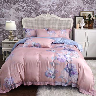 Disegno di fiori su misura Lavabile anni 60 100% Lyocell Satin Set di biancheria da letto per camera da letto Grado A