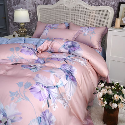 Disegno di fiori su misura Lavabile anni 60 100% Lyocell Satin Set di biancheria da letto per camera da letto Grado A
