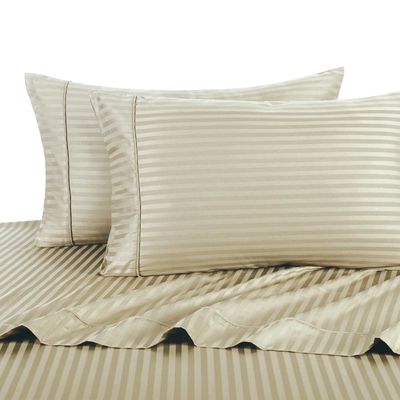 Numero di fili 300tc 100% cotone seta di lenzuola satinato a strisce per hotel a 5 stelle di lusso
