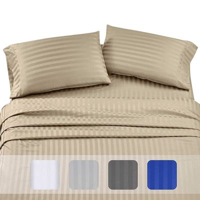 Numero di fili 300tc 100% cotone seta di lenzuola satinato a strisce per hotel a 5 stelle di lusso