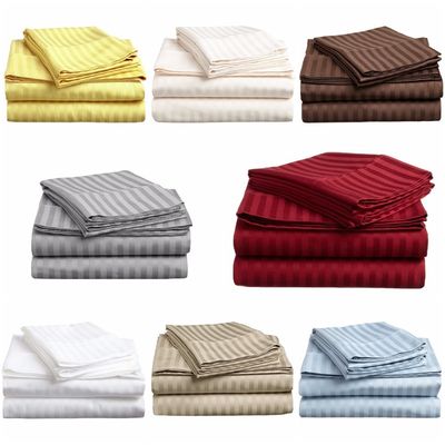 Numero di fili 300tc 100% cotone seta di lenzuola satinato a strisce per hotel a 5 stelle di lusso
