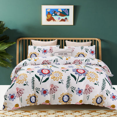 Bianco 4 pezzi 100% di cotone Set di biancheria da letto da copriletto a colori personalizzati Set di lenzuola da letto
