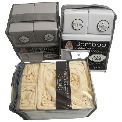 Moderno stile 2200 Conteggio dei filtri Bambù Stoffa Set 6pcs Set di lenzuola Set cuscino
