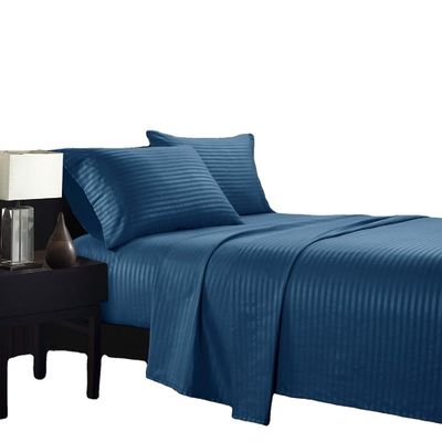 Satin Stripe 90GSM Microfibra Extra Soft Luxury Lenzuola Set 3pcs 4pcs Navy Deep Pocket