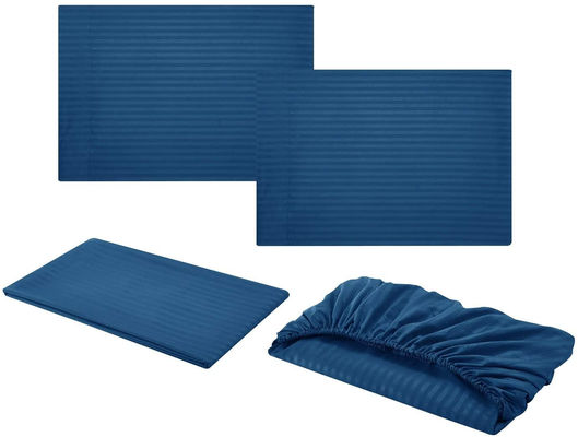 Satin Stripe 90GSM Microfibra Extra Soft Luxury Lenzuola Set 3pcs 4pcs Navy Deep Pocket