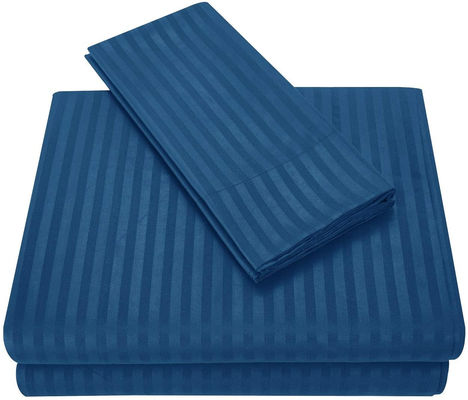 Satin Stripe 90GSM Microfibra Extra Soft Luxury Lenzuola Set 3pcs 4pcs Navy Deep Pocket