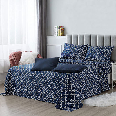 100% di poliestere stampato di tessuto di microfibra set di lenzuola da letto 6pcs Lavabile in macchina e buono