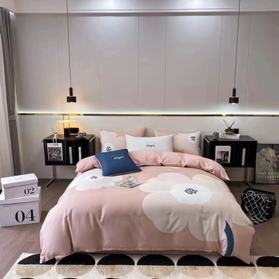 Set di lenzuola da letto da quattro pezzi per copertura di copriletto di aloe cotone per la pelle con densità 133x72