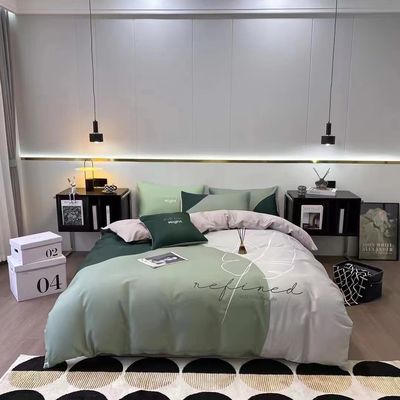 Set di lenzuola da letto da quattro pezzi per copertura di copriletto di aloe cotone per la pelle con densità 133x72