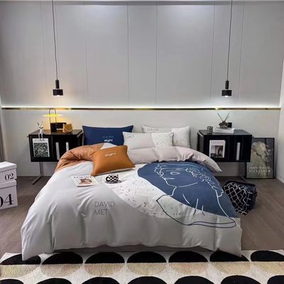 Set di lenzuola da letto da quattro pezzi per copertura di copriletto di aloe cotone per la pelle con densità 133x72