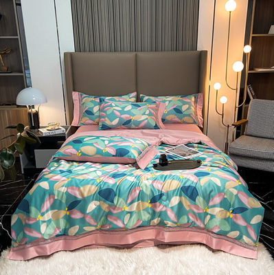 100%TENCEL 300TC 60S Densità di tessuto Tencel Fiori Copertura di copertura di cotone Set di biancheria da letto