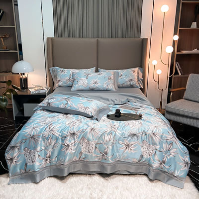 100%TENCEL 300TC 60S Densità di tessuto Tencel Fiori Copertura di copertura di cotone Set di biancheria da letto