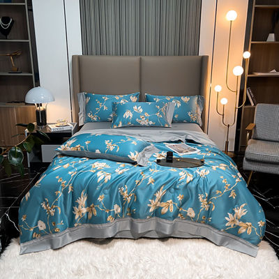 Stylish Tencel Modal Sheet Pillowcase Set con copertura di copertura ricamata e coperture per cuscini