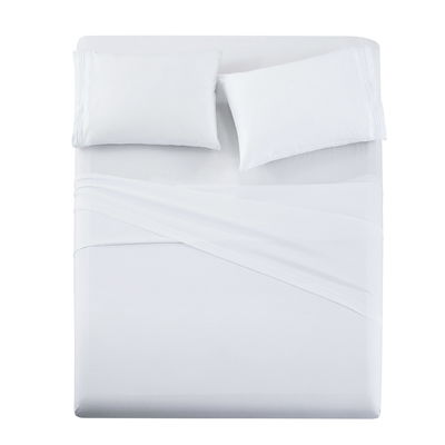 Poly Cotton 300tc Hotel bianca ricamata lenzuola da letto copertura di coperta cuscino set