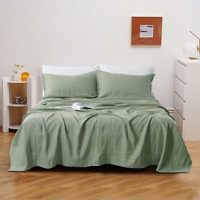 Tasca profonda 1,5-2 kg di lusso Lenzuola francese lavata in pietra lenzuola da letto 3 pezzi stile lusso