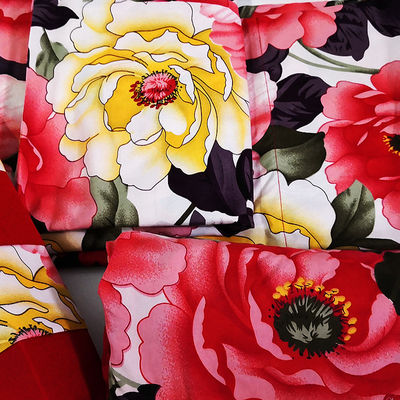 Reactive Printed Floral 100% Polyester Home Textiles Set di sei in colori personalizzati