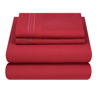 80 grammi di microfibra Tre linee ricamo lenzuola da letto Set 4pcs per camera da letto