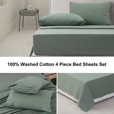 Lenzuola di cotone lavato 100% non riempitibile da 4 pezzi per un sonno rilassante