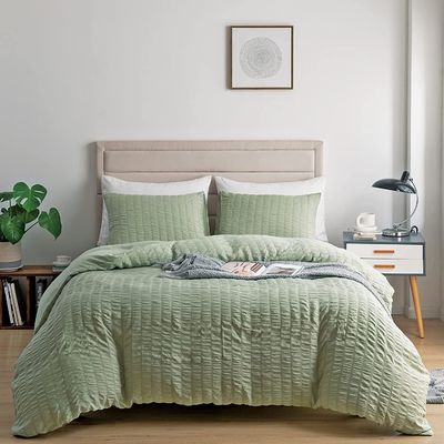 Seersucker Customisable Set di copertina per coperte da tre pezzi Set di biancheria da letto di lusso stile unico