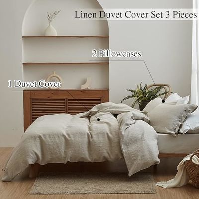Colore massiccio 100% di lino Set di copertina 3pcs Disegno personalizzabile