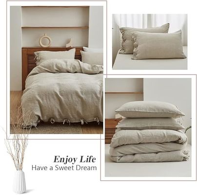 Colore massiccio 100% di lino Set di copertina 3pcs Disegno personalizzabile